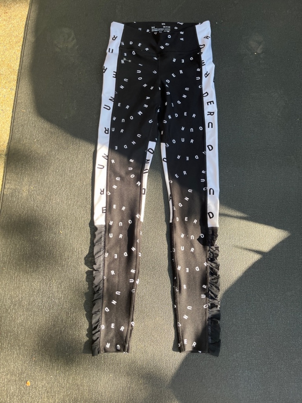 Under Armour Black & White Logo Ruffle Leggings